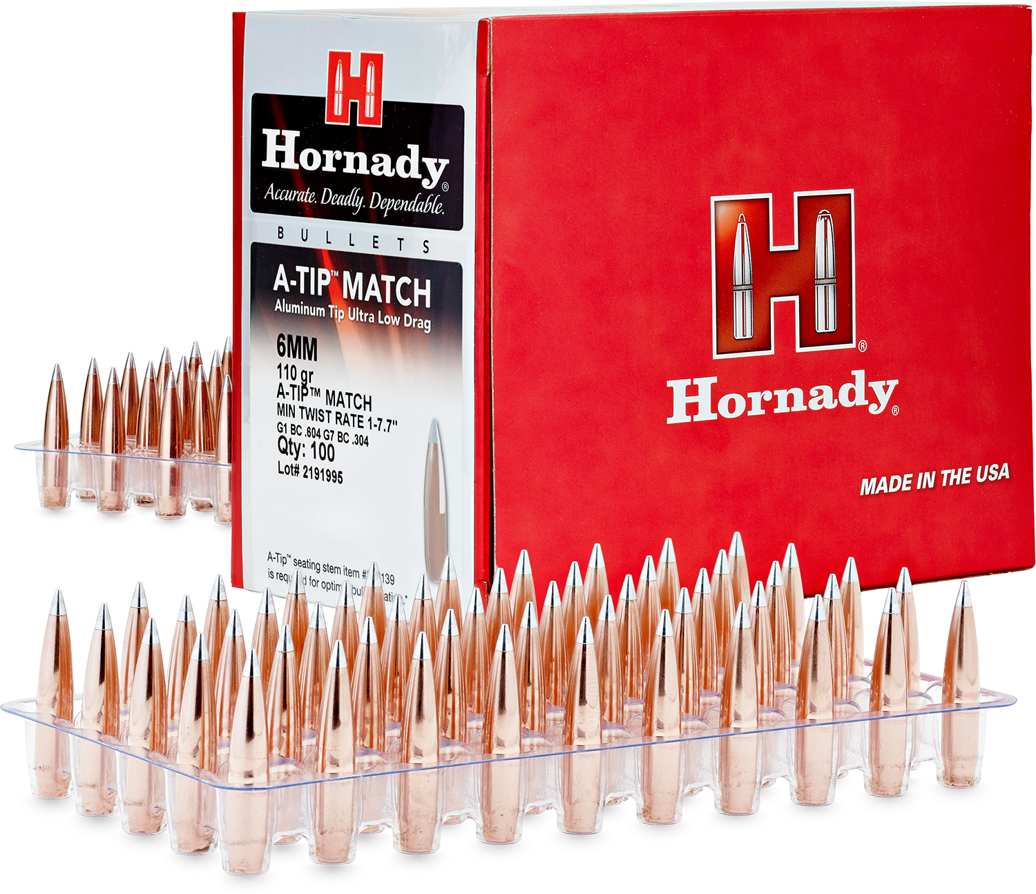 Hornady 245312 6mm .243 110gr A-Tip Match 500 Per Box/6 Case