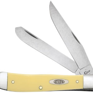 Case 30114 Trapper Folding Clip Point/Spey Plain Mirror Polished Carbon Steel Blade/Smooth Yellow Synthetic Handle