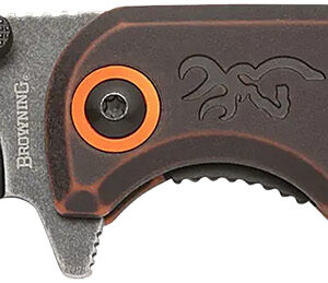 Browning 3220581B Buckmark EDC Slim 3.13" Folding Drop Point Plain Black Stonewashed D2 Steel Blade, Bronze Stonewashed Polymer Handle, Box Packaging