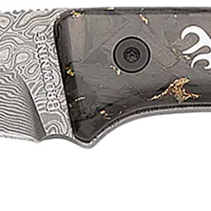 Browning 3220570B Rock  3.50" Fixed Drop Point Plain Acid Etch Damascus Blade, Carbon Fiber Handle