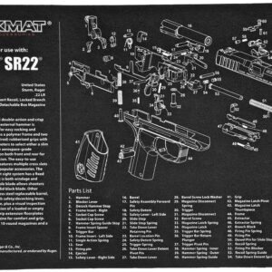 TekMat TEKR17RUGERSR22 Ruger SR22 Cleaning Mat Black/White Rubber 11"x17" Ruger SR22 Parts Diagram