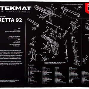TekMat TEKR20BER92 Beretta 92 Ultra 20 Cleaning Mat Black/White Rubber 15"x20" Beretta 92 Parts Diagram