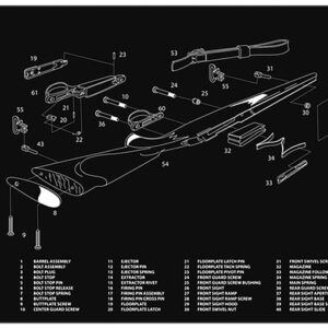 TekMat TEKR36REM700 Remington 700 Cleaning Mat Black/White Rubber 12"x36" Remington 700 Parts Diagram
