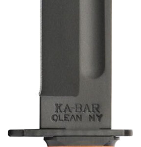 Ka-Bar 1317 Dog's Head Utility Knife 7" Fixed Clip Point Plain Black 1095 Cro-Van Blade, Brown Leather Handle, Includes Sheath