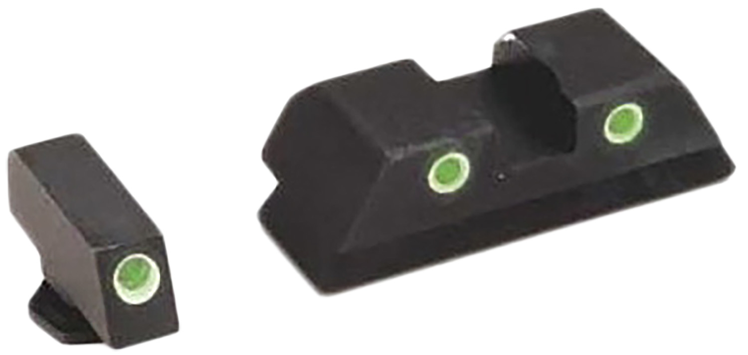 AmeriGlo GL119 Classic Tritium Sight Set for Glock Green Tritium White Outline Front Sight-Green Tritium White Outline Rear Sight