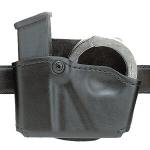 Safariland 5738321 Cuff/Magazine Pouch Compatible w/Beretta 8045F Belt Clip Mount Black Leather