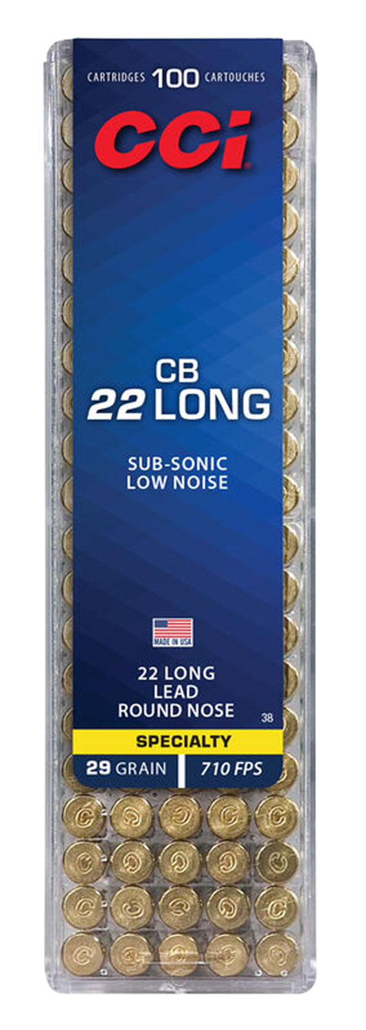 CCI 0038 Specialty CB Subsonic 22Long 29gr Lead Round Nose 100 Per Box/50 Case