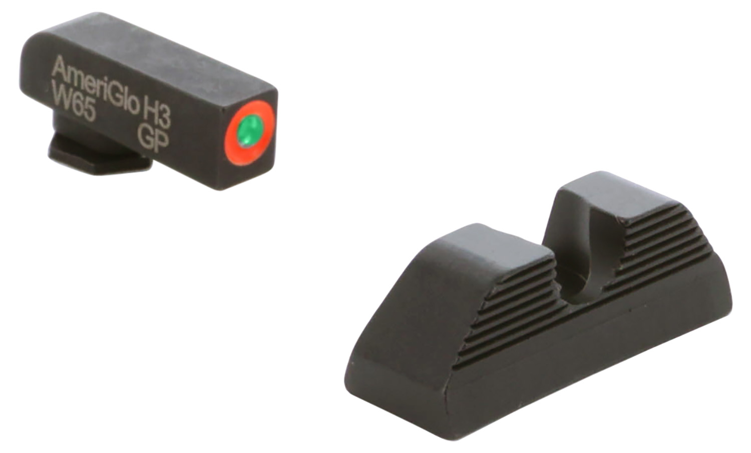 AmeriGlo GL351 Protector Sight Set for Glock Green Tritium Orange Outline Front Sight-Black Serrated Rear Sight