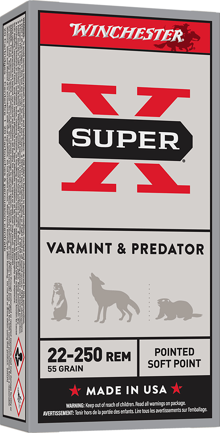 Winchester Ammo X222501 Super X 22-250Rem 55gr Jacketed Soft Point 20 Per Box/10 Case
