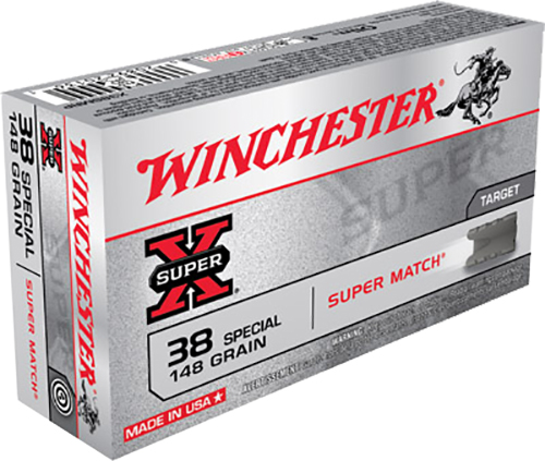 Winchester Ammo X38SMRP Super X 38Special 148gr Super Match Lead Semi Wadcutter 50 Per Box/10 Case