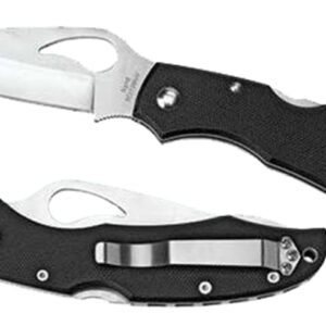 Spyderco BY03PSBK2 Byrd Cara Cara 2 Lightweight 3.75" Folding Drop Point Part Serrated 8Cr13MoV SS Blade Black  Textured FRN Handle Includes Pocket Clip