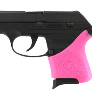 Hogue 18107 HandAll Hybrid Grip Sleeve made of Rubber with Textured Pink Finish for Ruger LCP