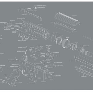 Wheeler 156824 AR-15 Maintenance Mat Delta Gray/White Neoprene Top w/Rubber Back 20"x47" AR-15 Parts Diagram