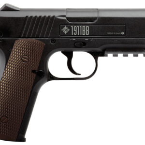 Crosman 40001 1911 Air Pistol CO2 177 20+1 Smooth Bore Barrel, Fixed Front/Fixed Notch Rear Sights, Black Checkered Polymer Grips