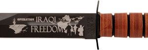 KA-BAR USMC OPERATION IRAQI - FREEDOM 7" W/LEATHER SHTH USMC