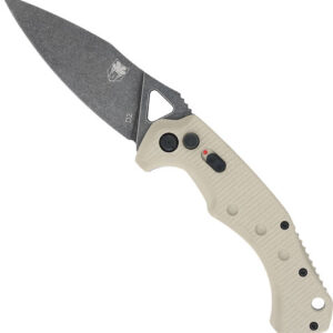 COBRATEC RYKER AUTO FOLDER - 3.75" TAN/BLACK STNWSH D2 BLD