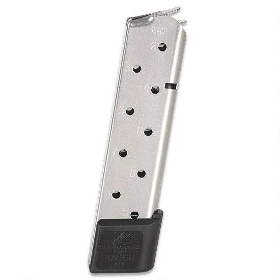 Chip McCormick Full-Size 1911 Railed Power Mag (RPM) Handgun Magazine Stainless .45 ACP 10/rd