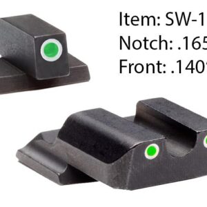Ameriglo Classic Style Night Sight Set for S&W M&P Shield / Front Tritium - Green / Front Outline - White / Rear Tritium - Green / Rear Outline White