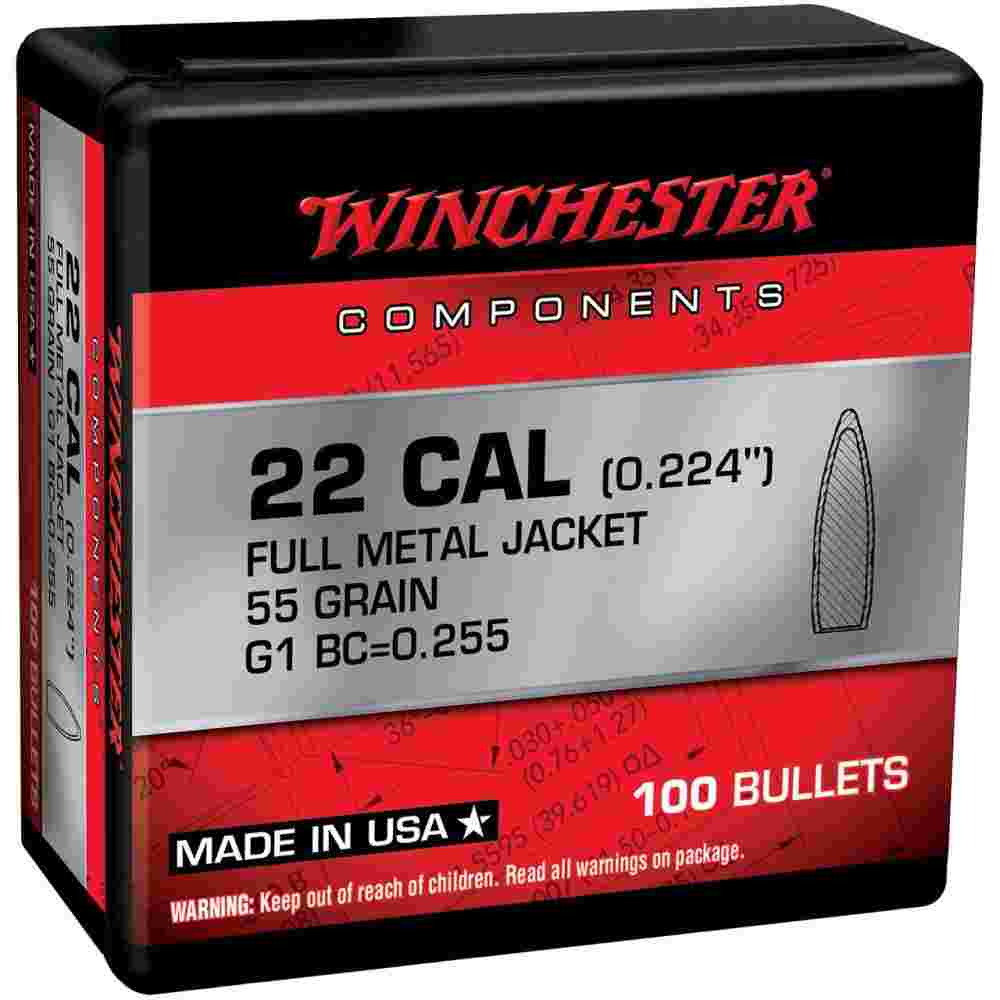 Winchester Centerfire Rifle Bullets 5.56 NATO .224" 55 gr FMJ 100/ct