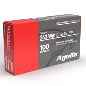 Aguila Ammunition .243 Win Rifle Ammo - 100 Grain | Boat Tail Soft Point | 20rd Box