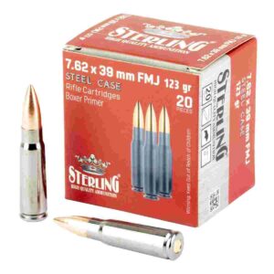 Sterling Exclusive Steel Cased 7.62x39 Rifle Ammo - 123 Grain | FMJ | 1000rd Case