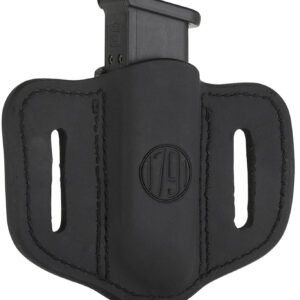 1791 Gunleather MAG12SBLA MAG1.2 Single Mag Holster Stealth Black Leather Belt Slide Compatible w/ Double Stack Ambidextrous