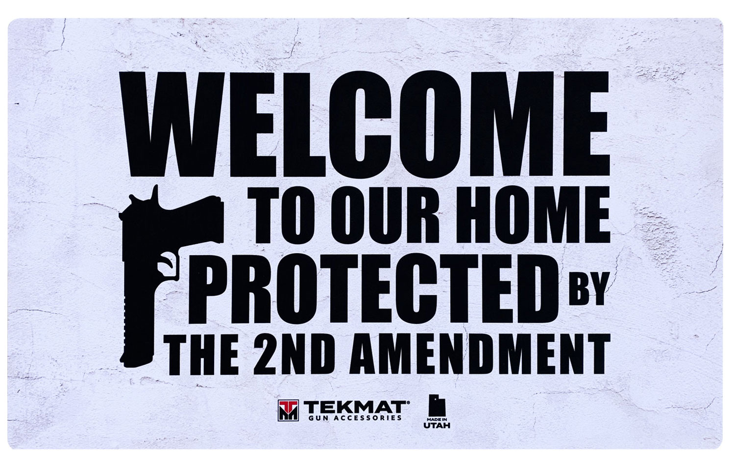 TekMat TEK422AMENDMENT 2nd Amendment Door Mat White/Black Rubber 42" Long "Welcome To Our Home Protected By The 2nd Amendment"