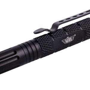Uzi Accessories UZITACPEN6BK Tactical Pen  Black Aluminum 6" Features Glass Breaker/Cuff Key