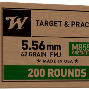 Winchester Ammo WM855200 USA M855 Green Tip 5.56x45mmNATO 62gr Full Metal Jacket 200 Per Box/4 Case