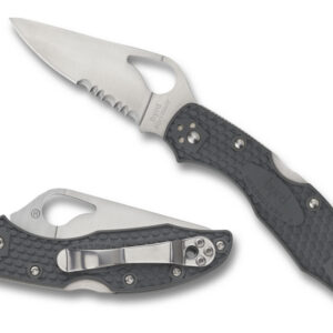Spyderco BY04PSBK2 Byrd Meadowlark 2 Lightweight 2.87" Folding Drop Point Part Serrated 8Cr13MoV SS Blade Black  Textured FRN Handle Includes Pocket Clip