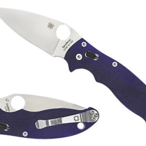 Spyderco C101GPDBL2 Manix 2  3.37" Folding Plain Satin CPM S110V Blade/Dark Blue Textured G10 Handle Includes Pocket Clip
