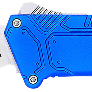 CobraTec Knives BLUSFDNS Special Forces  3.25" OTF Drop Point Plain Satin D2 Steel Blade, 4.75" Blue Textured Anodized Aluminum Handle