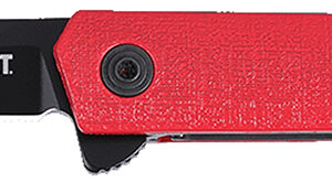 CRKT 7097RK CEO Flipper EDC 3.35" Folding Plain Black EDP AUS-8A SS Blade, Red GRN Handle