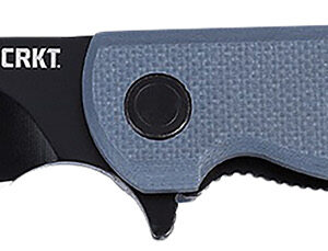 CRKT 3801KN LCK + 3.38" Folding Plain Black Oxide 14C28N Steel Blade, Gray Textured G10 Handle