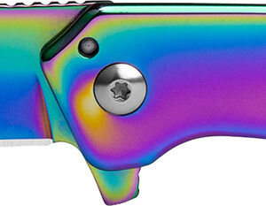 Kershaw 1365RBW Misdirect 3" Folding Reverse Tanto Plain Polished Rainbow PVD 4Cr14 Blade, Polished Rainbow PVD Stainless Steel Handle