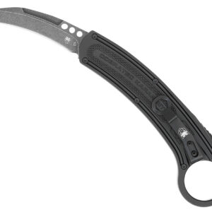 CobraTec Knives CTBKRH Karambit  2.75" Folding Plain Stonewashed D2 Steel Blade, 5.88" Black Anodized w/Finger Ring Aluminum Handle