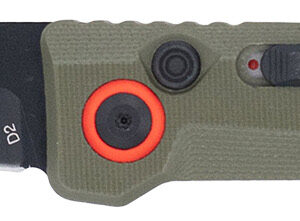 CobraTec Knives CTIFRODG Inferno  3.50" OTF Tanto Plain Black TiCN D2 Steel Blade, 4.75" OD Green Textured Handle