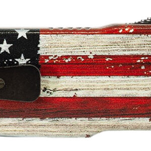 Templar Knife MZWUS121 Premium Weighted  Small 3" OTF Dagger Plain Black Oxide Stonewashed Powder Coated D2 Steel Blade, 4.50" Painted Wood Grain US Flag Aluminum Zinc Alloy Handle