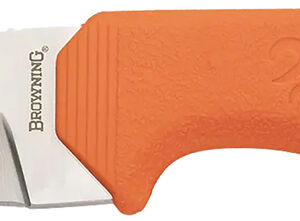 Browning 3220554 Sharp Ridge Skinner 3.50" Fixed Drop Point Plain 8Cr13MoV SS Blade, Orange Anti-Skid Rubber Handle