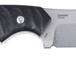 CRKT 3610 Burrower 3.66" Fixed Clip Point Plain Stonewashed D2 Steel Blade, Black Textured Micarta Handle