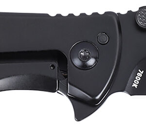 CRKT 7600K SLAG  EDC 2.95" Folding Plain Black Oxide D2 Steel Blade, Black Stainless Steel Handle