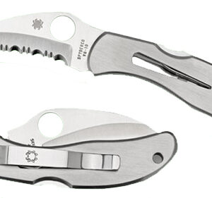 Spyderco C08S Harpy 2.75" Folding Hawkbill Serrated VG-10 SS Blade Stainless Steel Handle Includes Pocket Clip