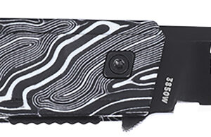 CRKT 3850W Zephyr 3.22" Sheepsfoot Plain Black TiNi 14C28N Steel Blade, Marbled Black/White G10 Handle